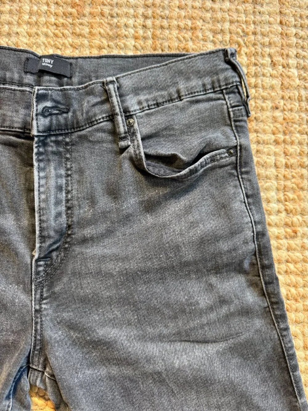 True Religion Tony Skinny Distressed Washed Black Jeans Mens Size 33